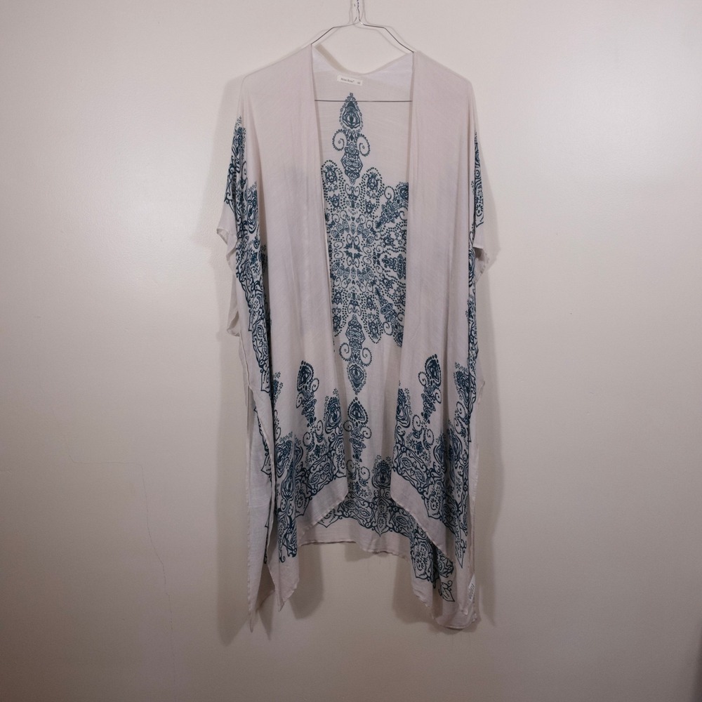 Moss Rose Mandala Print Open Front Kaftan Beach Coverup Women O/S Euro Summer